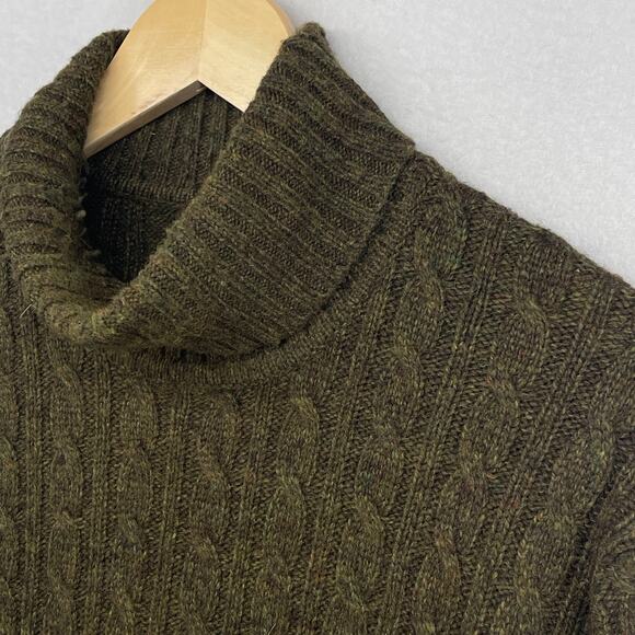 Uniqlo Other - UNIQLO Sweater Mens L Wool Blend Cable Turtleneck Pullover Jumper Green